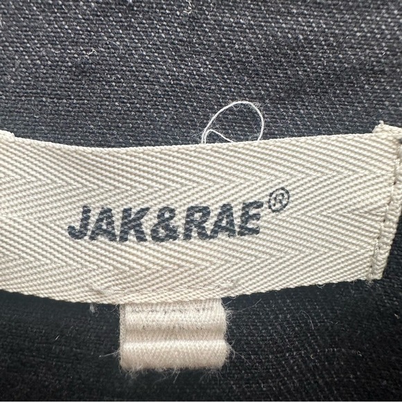 Jak & Rae Saks 5th Ave Tan Sherpa Sleeved Black Denim Trucker Jacket Size Large - Picture 9 of 13